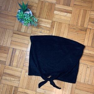 NEW! FAUX VELVET STYLE FRONT TIE TUBE TOP SLEEVELESS CROP PARTY TOP SHIRT